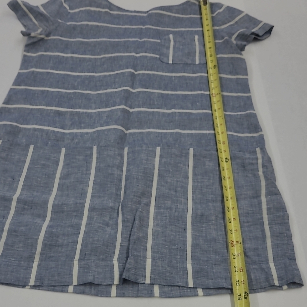 Loft Lou & GreyBlue and White Striped Linen Tunic Dress Size L - Picture 3 of 9